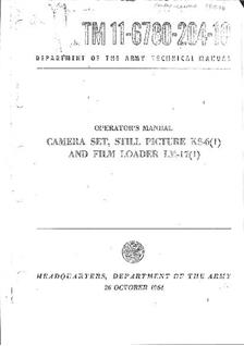 Military KS 6 manual. Camera Instructions.